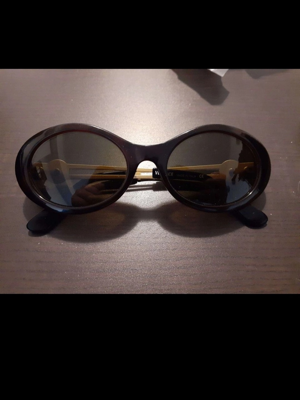 Versace Black Oval Women's Sunglasses